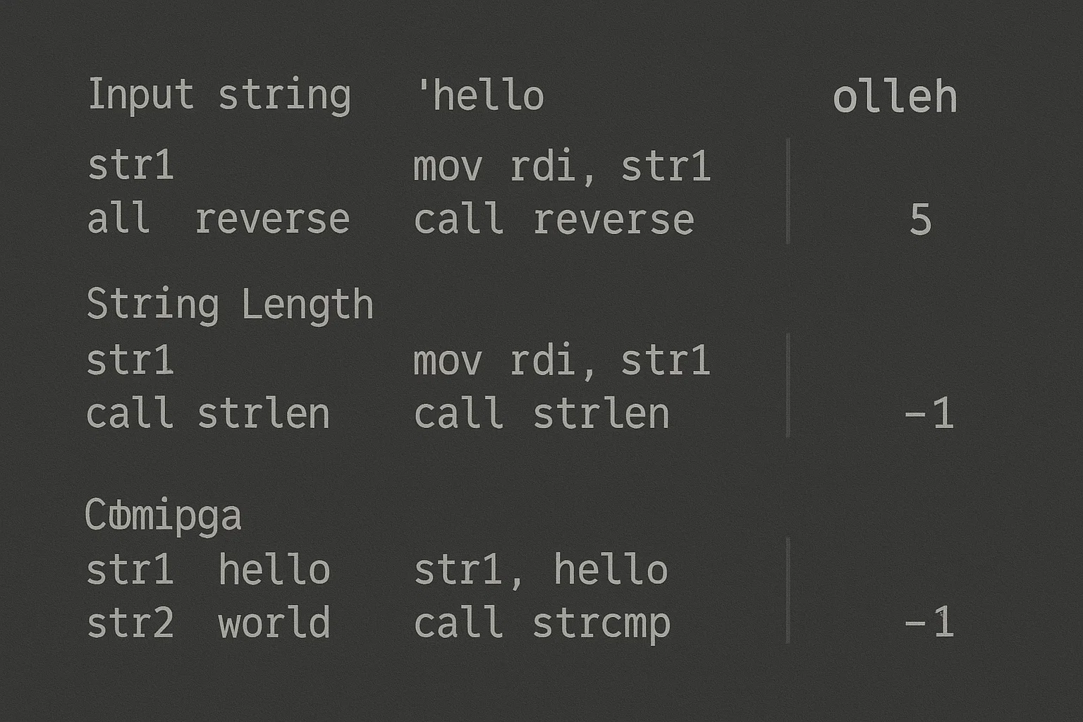 Implementing String Manipulation Functions in Assembly Language