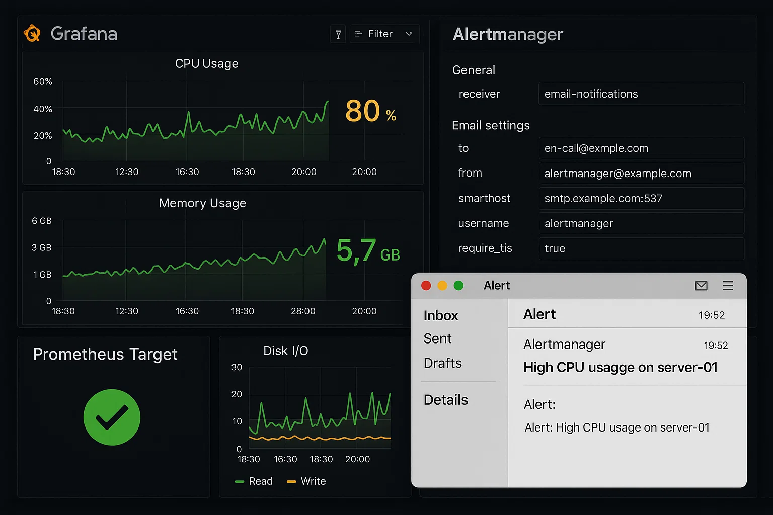 DevOps Monitoring & Alerting System Using Prometheus, Grafana, and Alertmanager