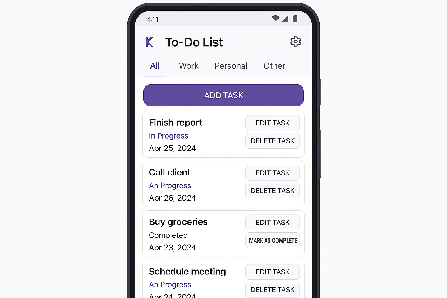 Kotlin-based To-Do List Application