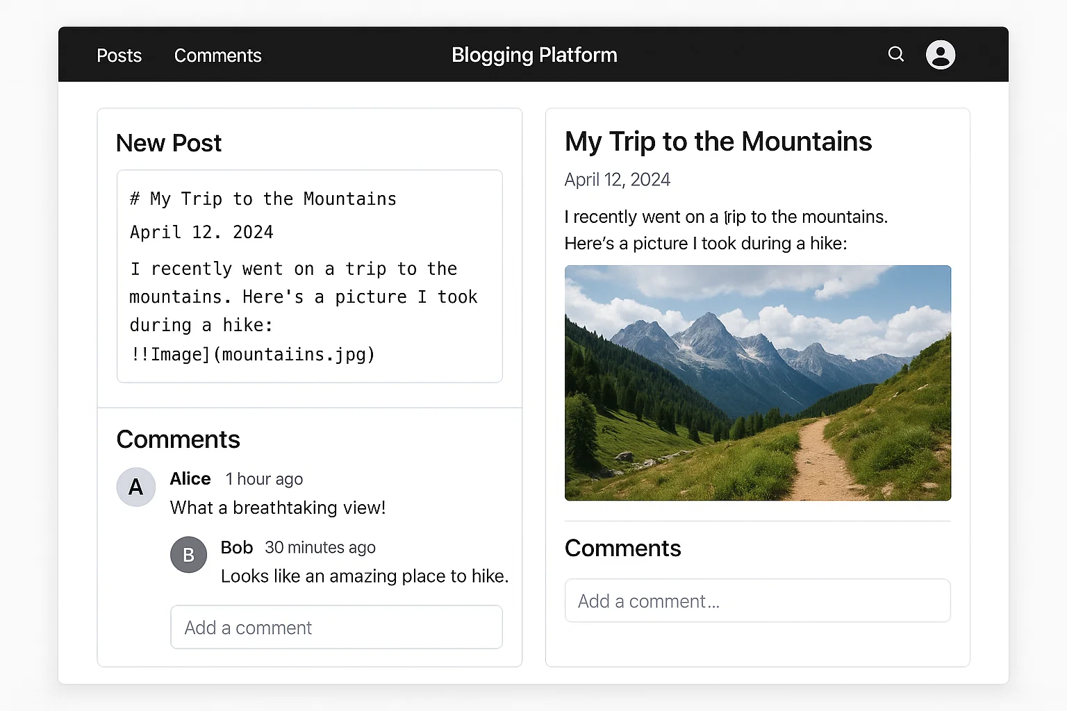 Blogging Platform with Markdown Support