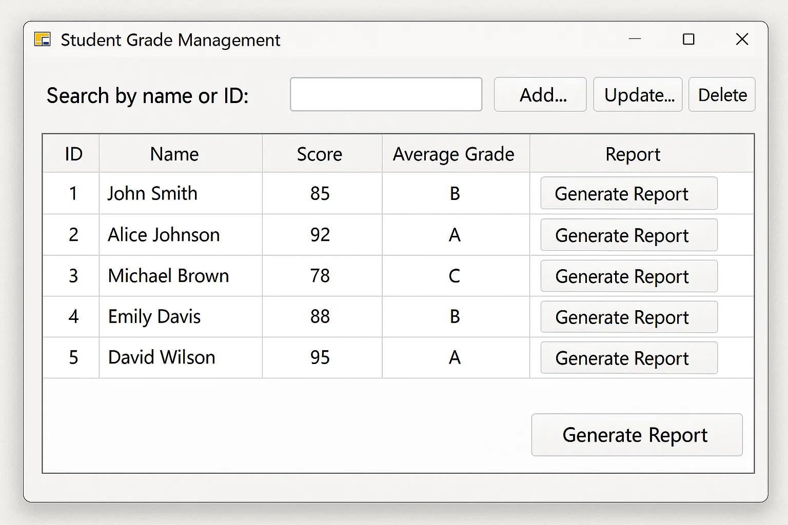 Student Grade Management System