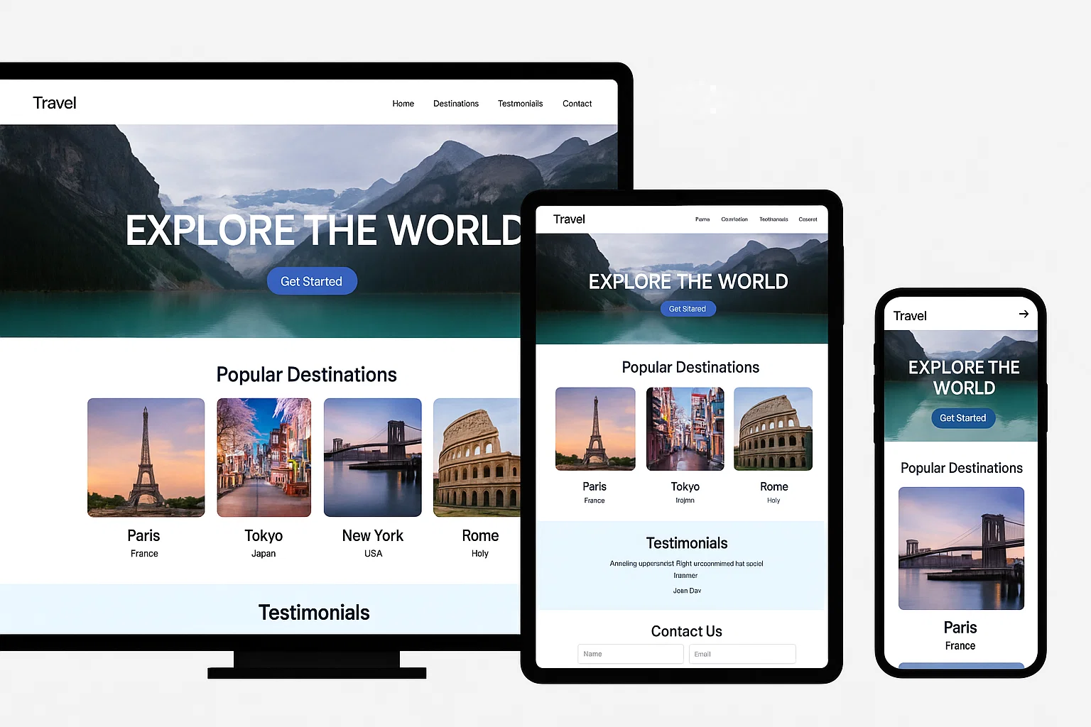 Complete Responsive Travel Website Using HTML, CSS, and JavaScript